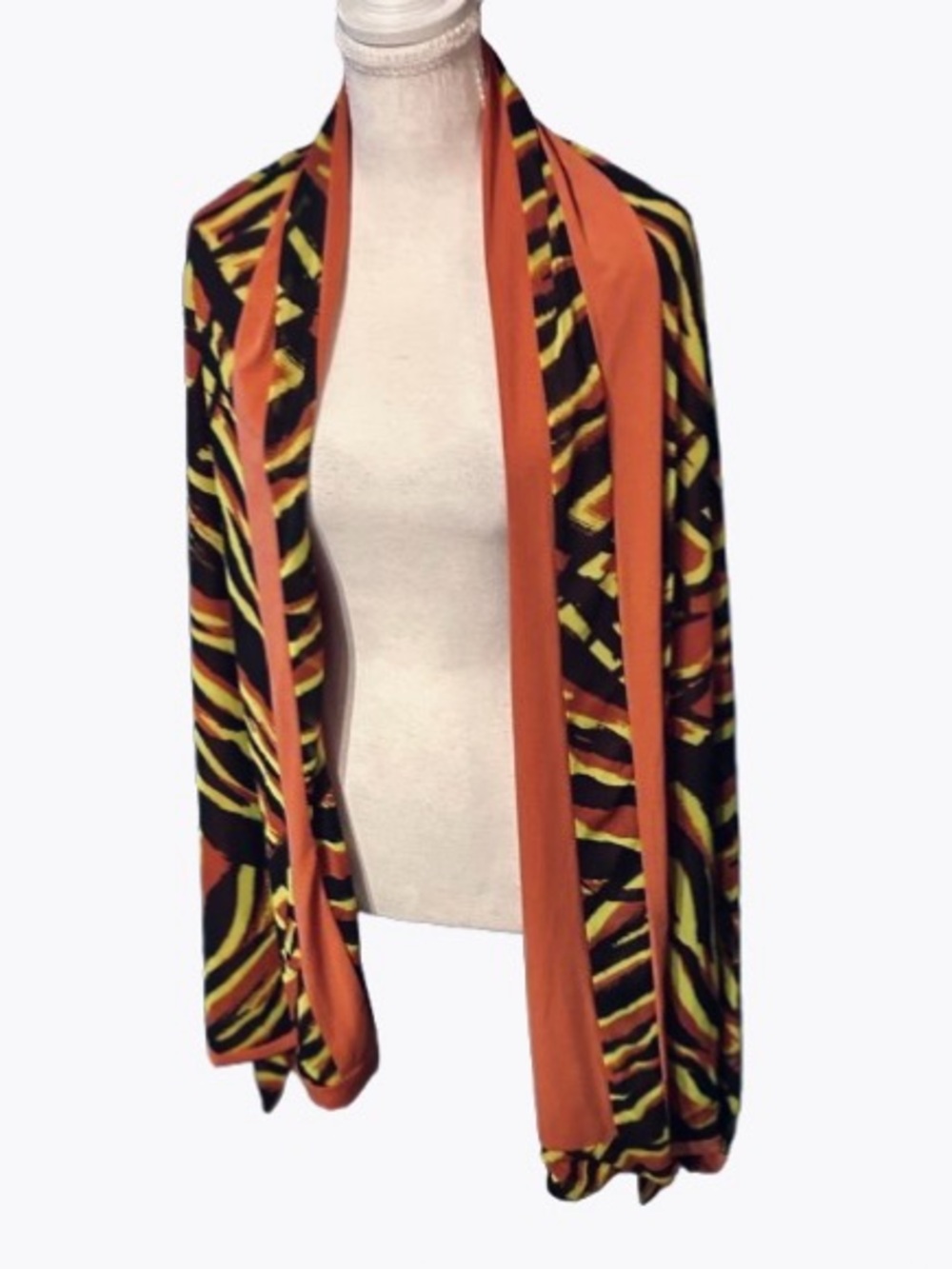Mesh IMAN Scarf Orange Animal Pattern Orange Black Green Yellow